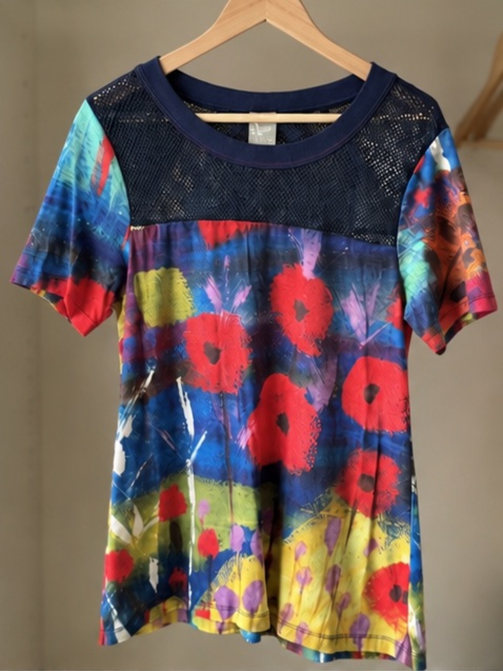 Simply Art by Dolcezza Colourful Floral Mesh Art to Wear Tunic Top
